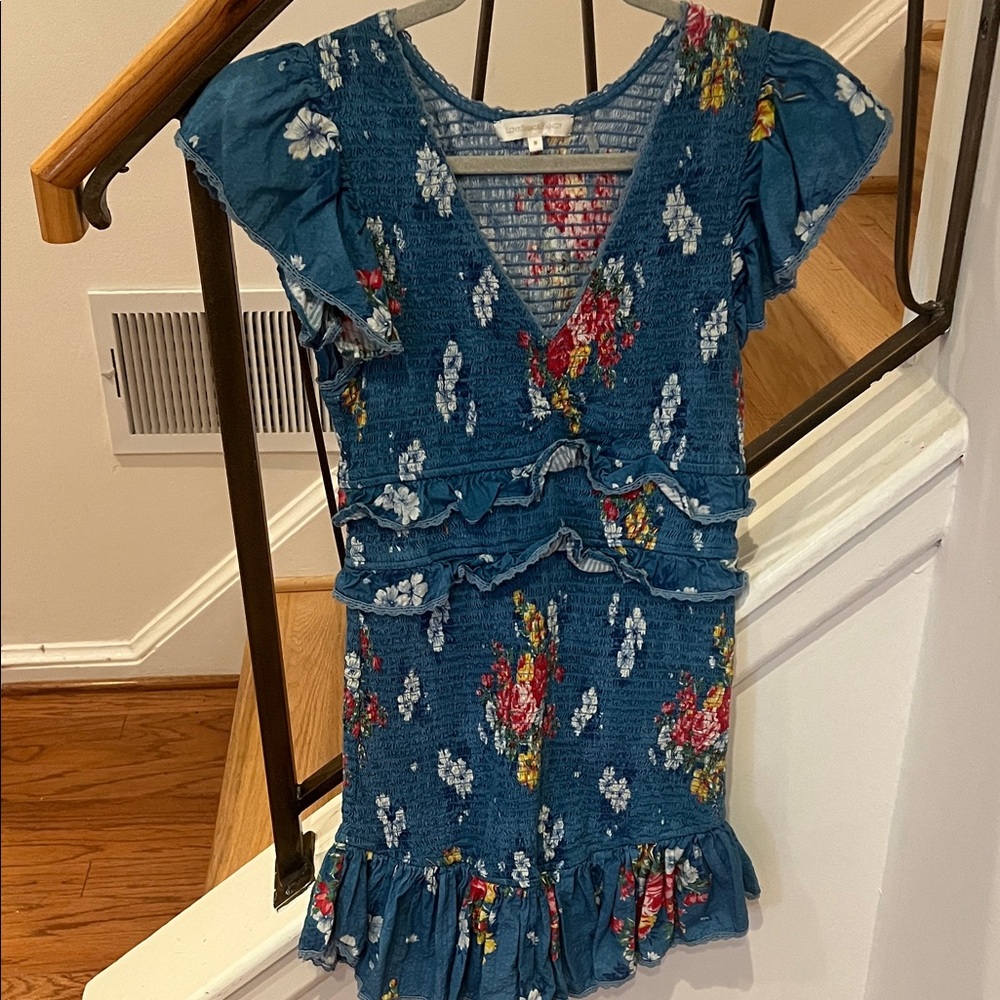 Loveshackfancy Women's Sonora Dress Floral Blue Ruffled